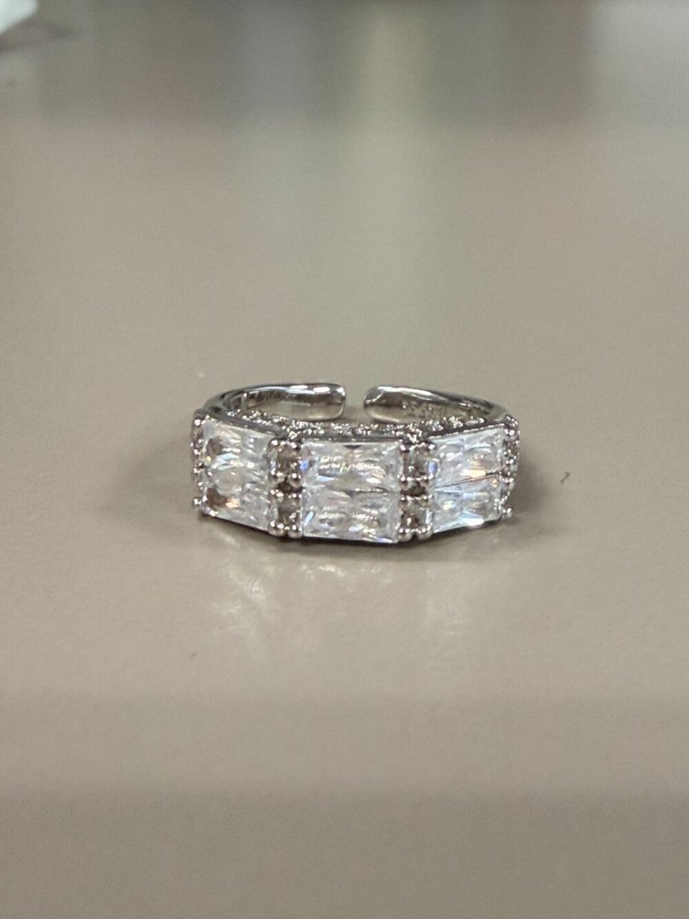 Bomb Party Kids Clear CZ Adjustable Ring Silver